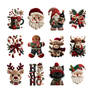 Christmas Pocket Patch 4" DTF Transfers, Set of 12