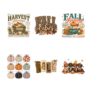 Cozy Fall & Autumn 11" DTF Transfers, Set of 6