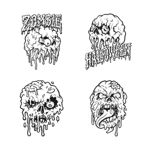 Melting Zombie Halloween 15" Large DTF Transfers, Set of 4