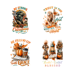 Thanksgiving Blessings 11" DTF Transfers, Set of 4