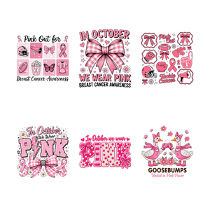 We Wear Pink 11" DTF Transfers, Set of 6