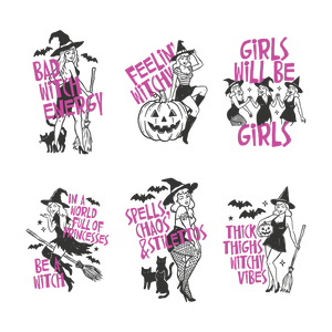 Be a Witch Collection 9" DTF Transfers, Set of 6
