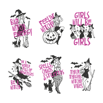 Be a Witch Collection 9" DTF Transfers, Set of 6