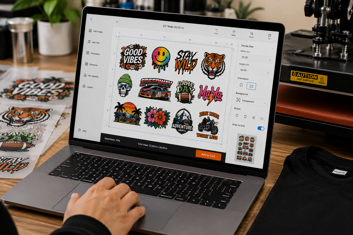 Designing a custom DTF gang sheet for printing