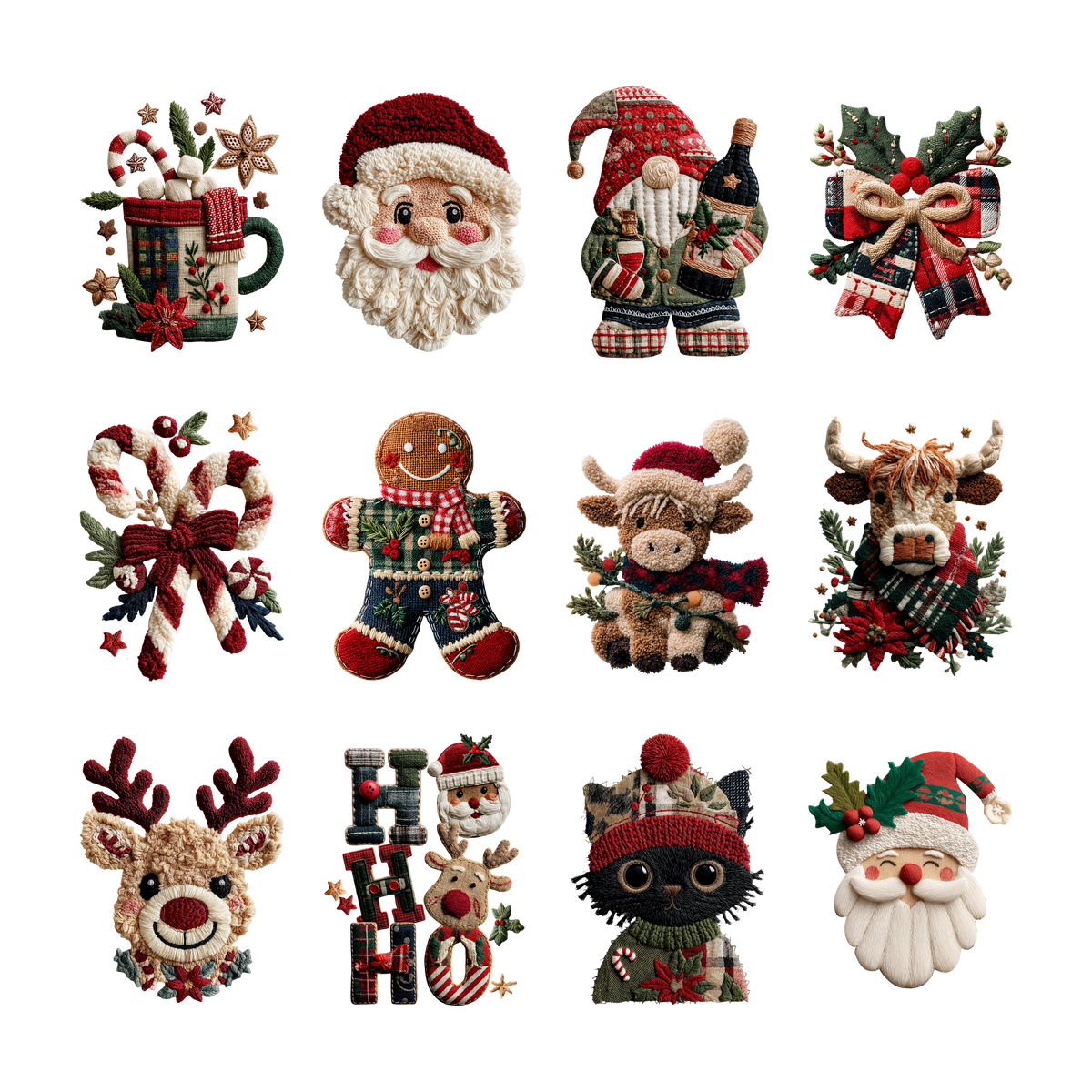 Christmas Pocket Patch 4" DTF Transfers, Set of 12
