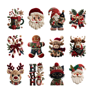 Christmas Pocket Patch 4" DTF Transfers, Set of 12