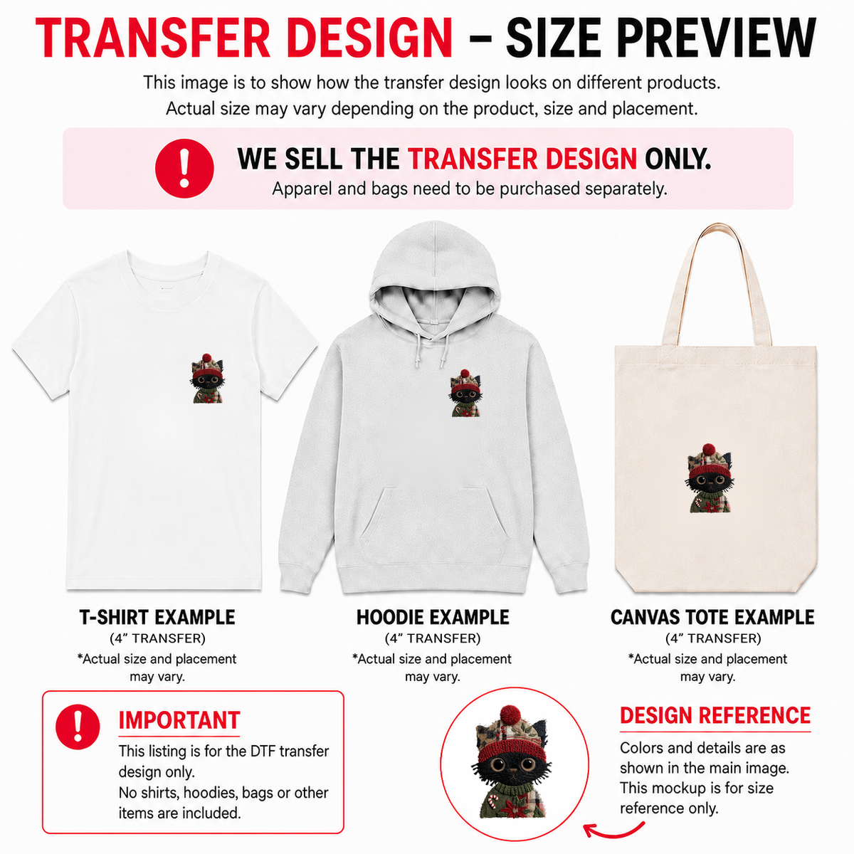 Christmas Pocket Patch 4" DTF Transfers, Set of 12