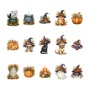 Floral Halloween 4" DTF Transfers, Set of 15