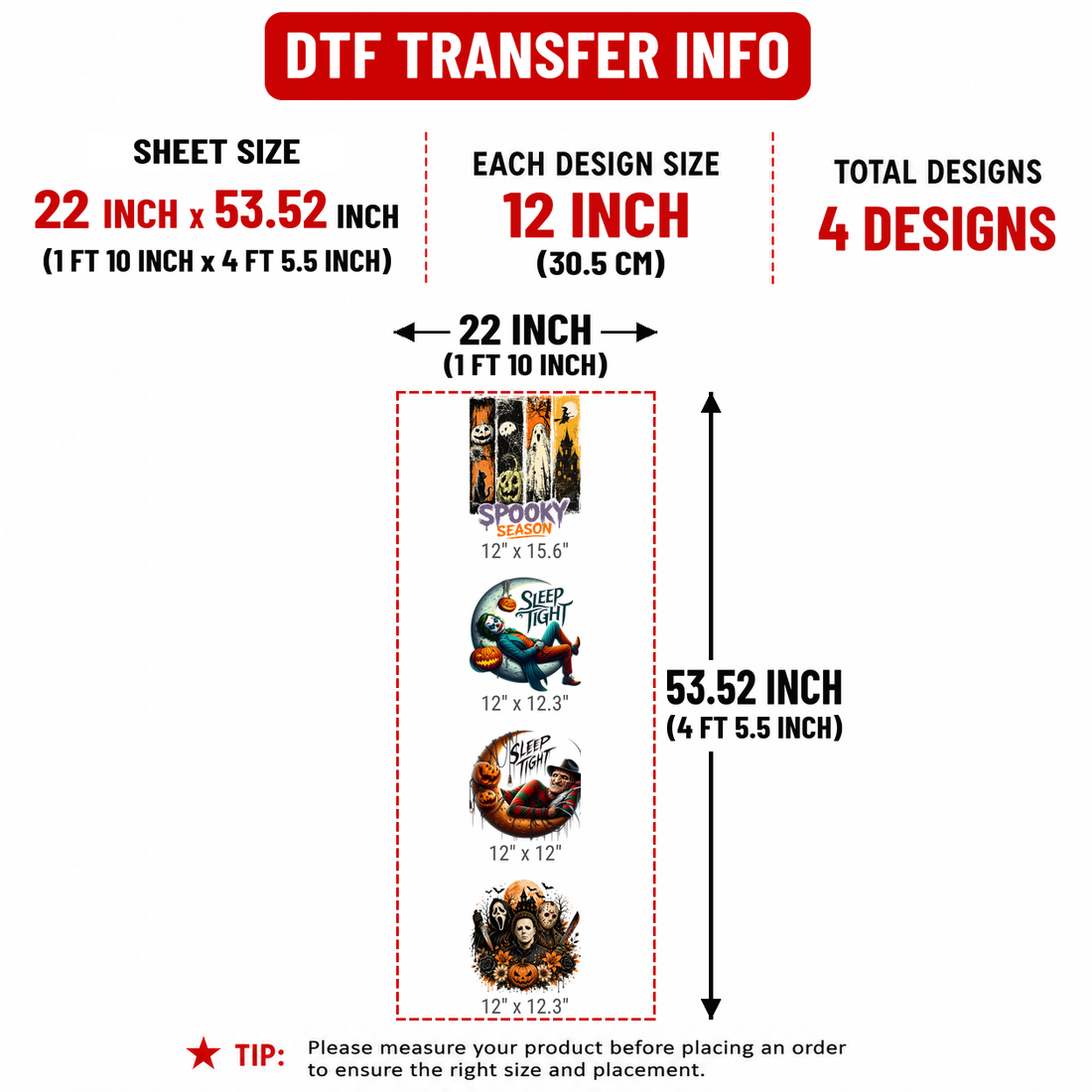 Halloween Slasher Collection 12" DTF Transfers, Set of 4