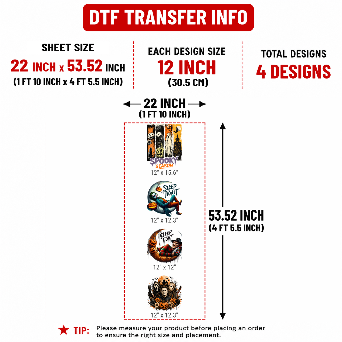 Halloween Slasher Collection 12" DTF Transfers, Set of 4