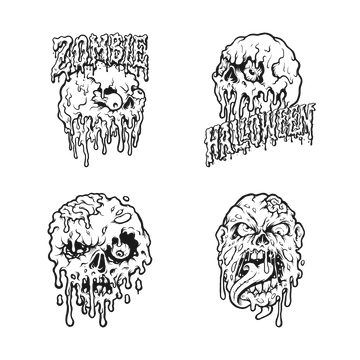 Melting Zombie Halloween 15" Large DTF Transfers, Set of 4