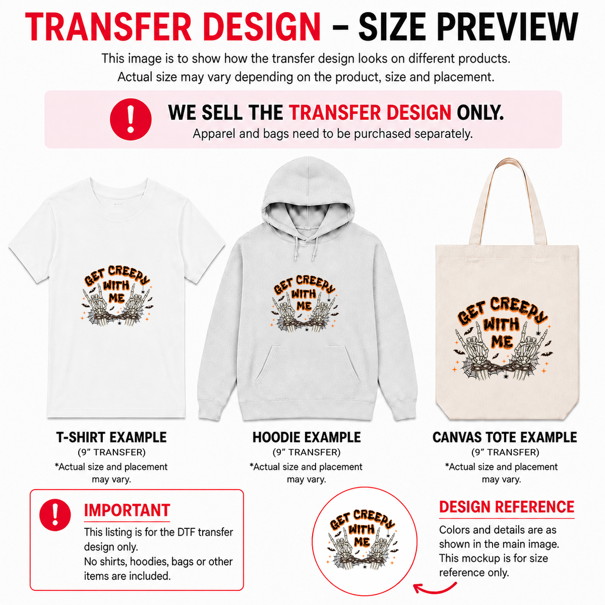 Pumpkin Skeleton Halloween 9" DTF Transfers, Set of 10