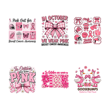 We Wear Pink 11" DTF Transfers, Set of 6