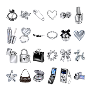 Y2K Chrome Collection 4" DTF Transfers, Set of 24