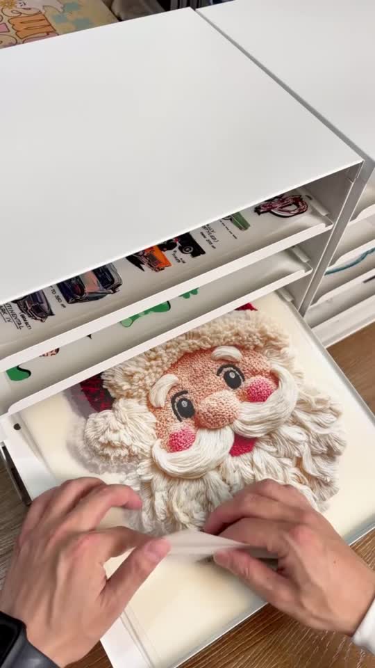 Santa artwork printed on a custom DTF transfer