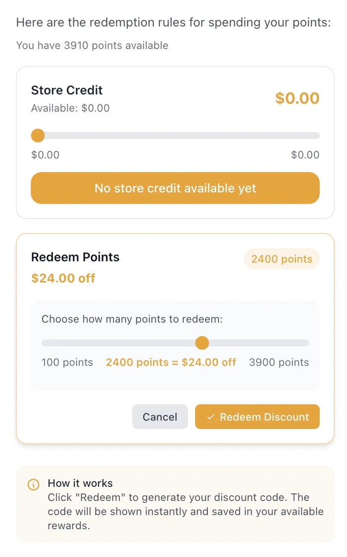 Slide & redeem
